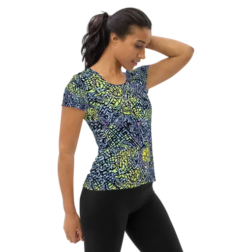 Ultraviolet Grid on a Women's Athletic T-Shirt