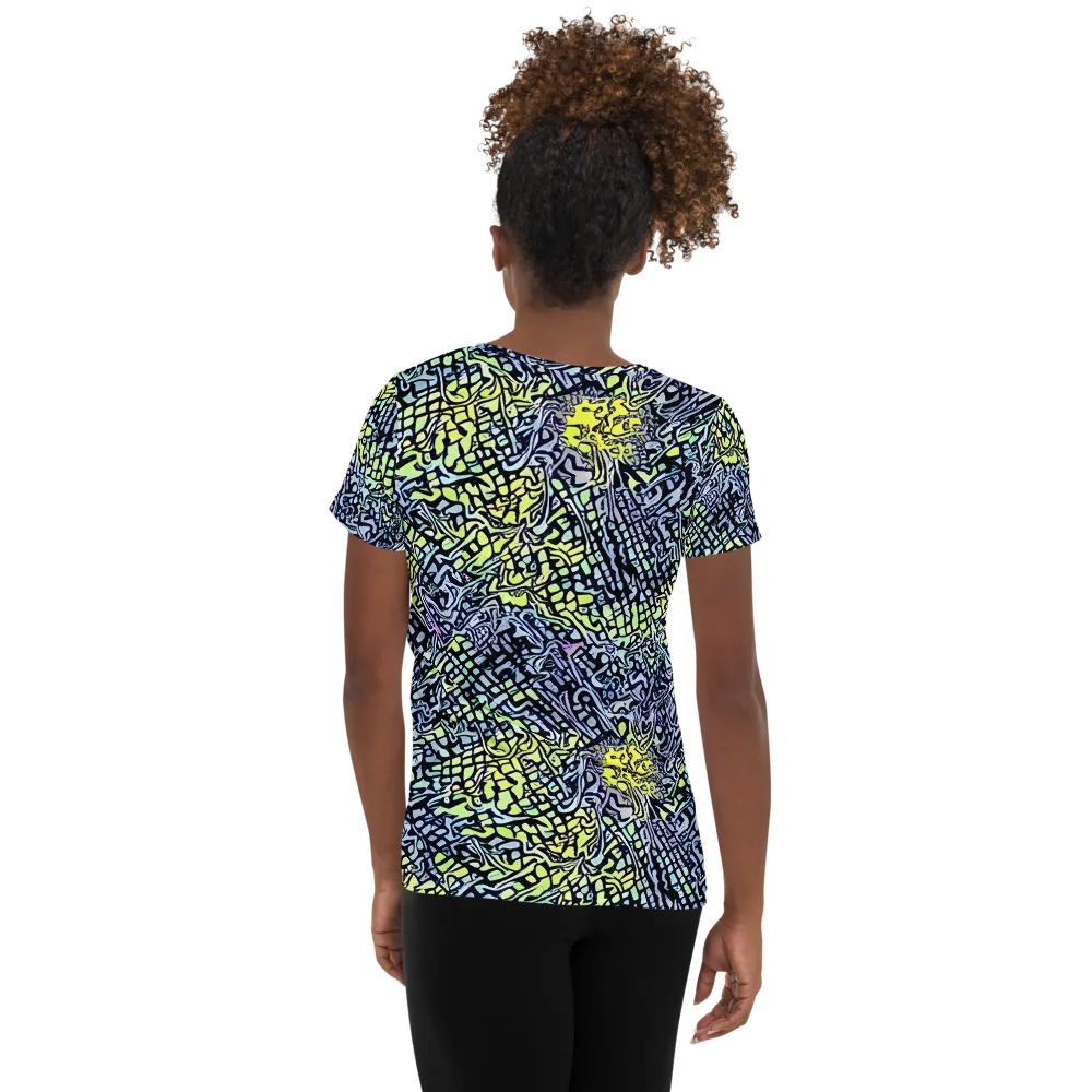Ultraviolet Grid on Women's Athletic T-Shirt — Back