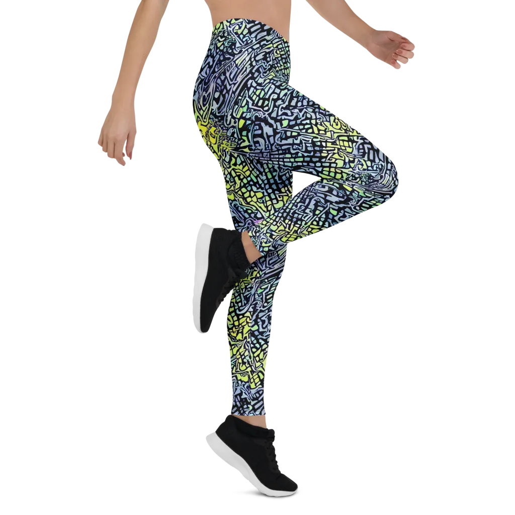 Ultraviolet Grid on Leggings — Right