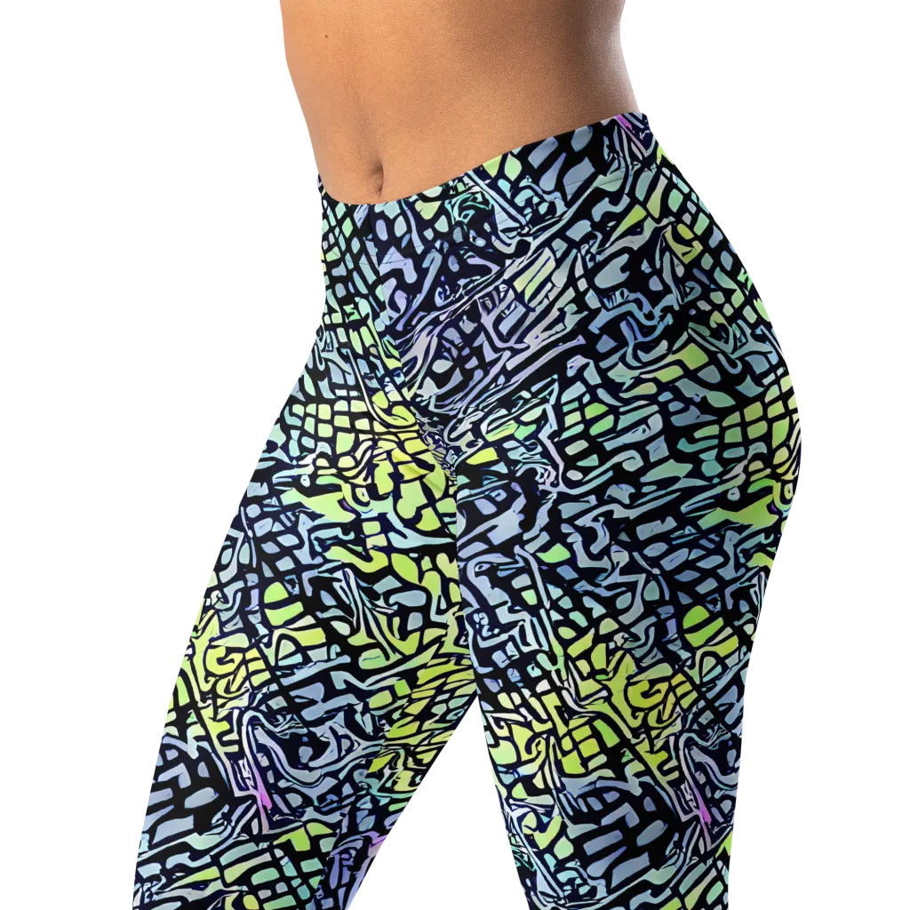 Ultraviolet Grid on Leggings — Left Front