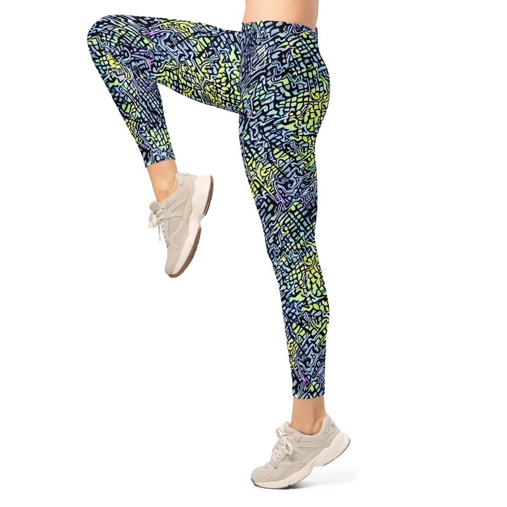 Ultraviolet Grid on Leggings — Left