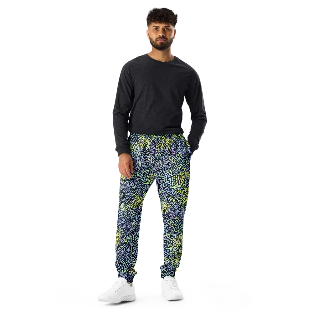 Ultraviolet Grid on Men's Joggers — Front