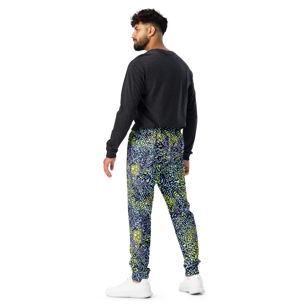 Ultraviolet Grid on Men's Joggers — Back