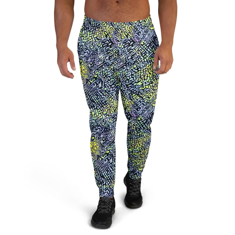 Ultraviolet Grid on Men's Joggers — Front
