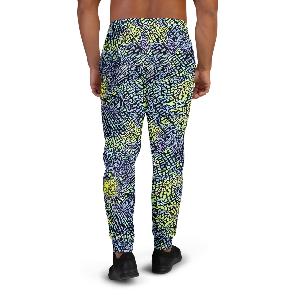 Ultraviolet Grid on Men's Joggers — Back