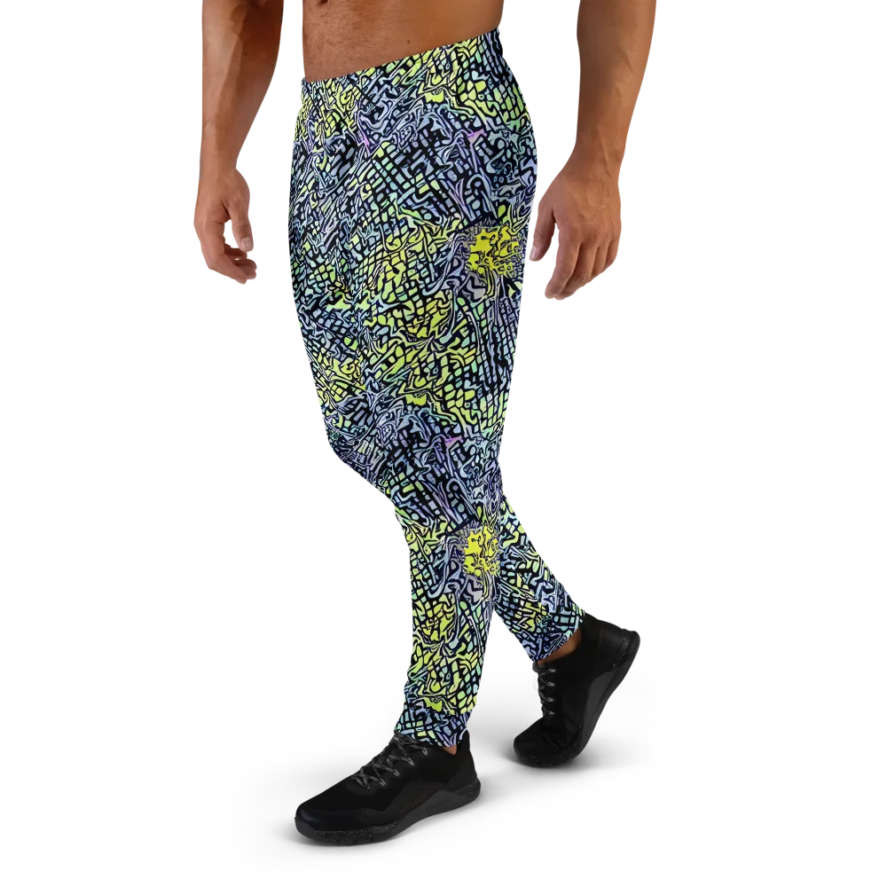 Ultraviolet Grid on Men's Joggers — Left