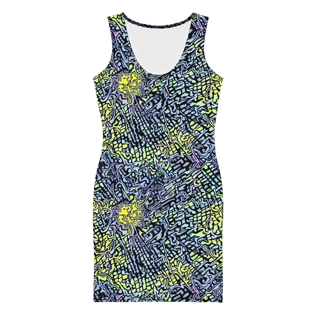 Ultraviolet Grid on Bodycon Dress — Front