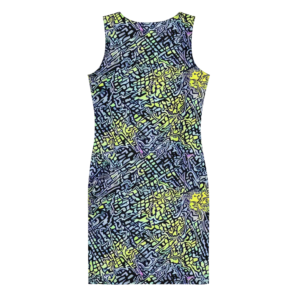 Ultraviolet Grid on Bodycon Dress — Back