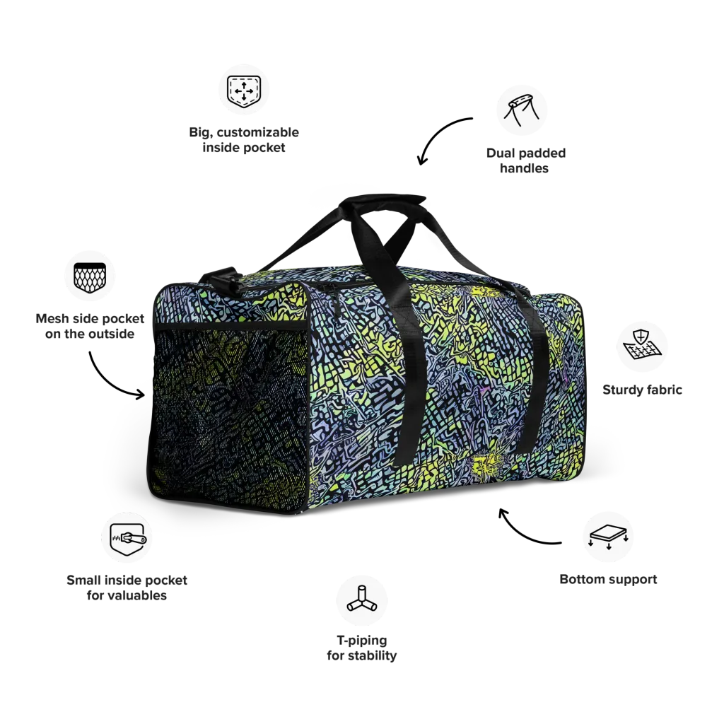 Ultraviolet Grid on Duffle Bag — Right Front