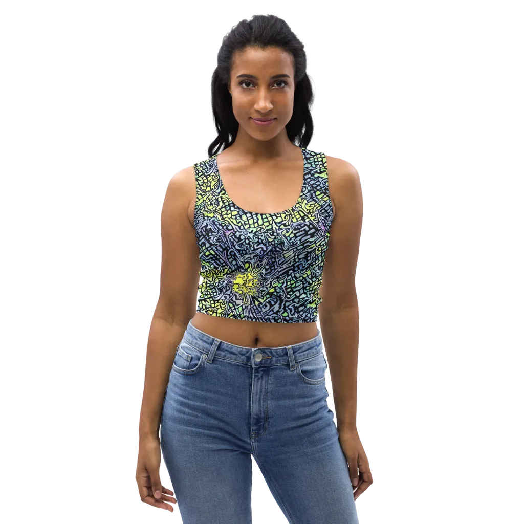 Ultraviolet Grid on Crop Top — Front