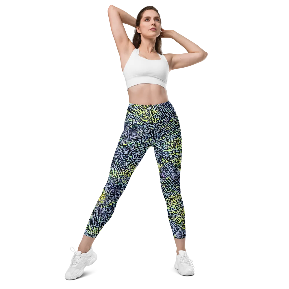 Ultraviolet Grid on Leggings with Pockets — Front