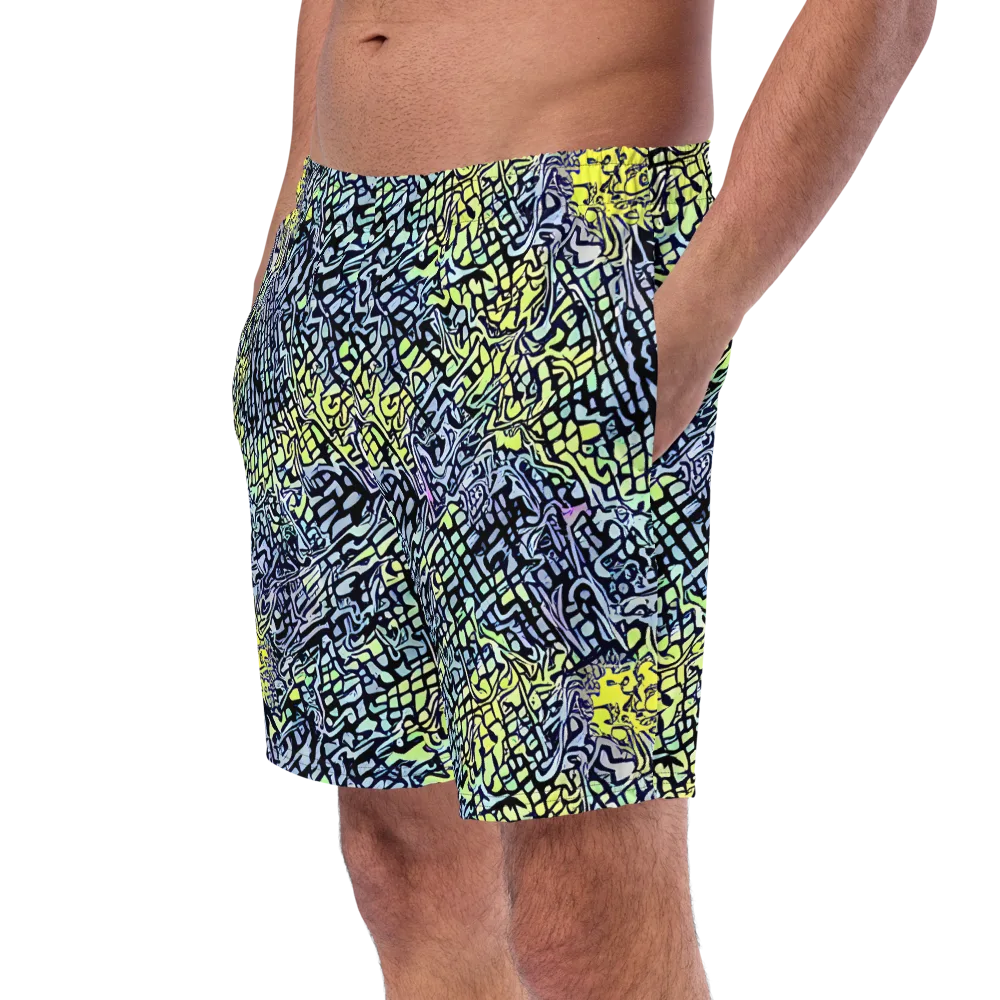 Ultraviolet Grid on Swim Trunks — Left Front