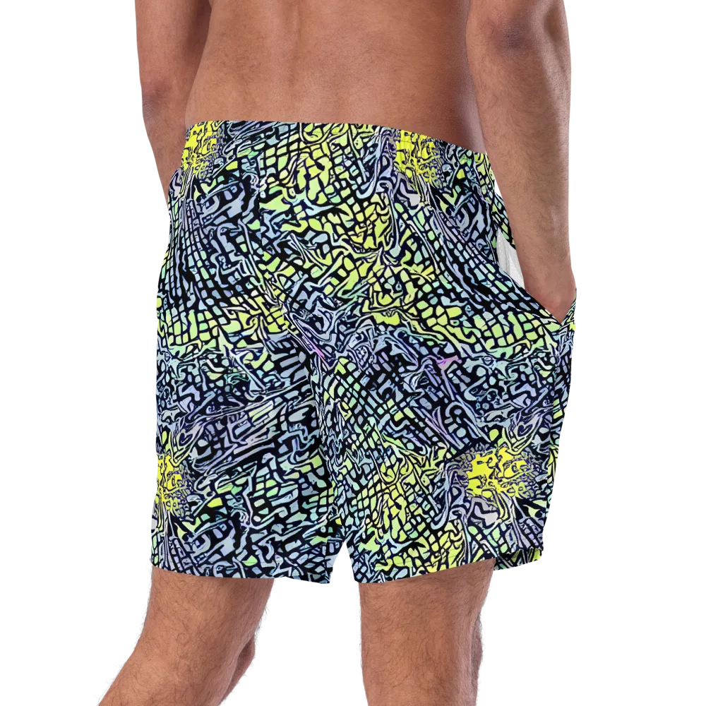 Ultraviolet Grid on Swim Trunks — Right Back