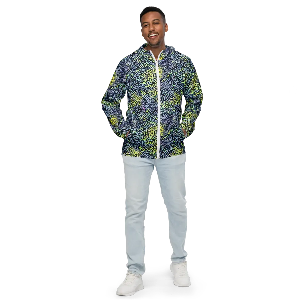 Ultraviolet Grid on Men's Windbreaker — Front