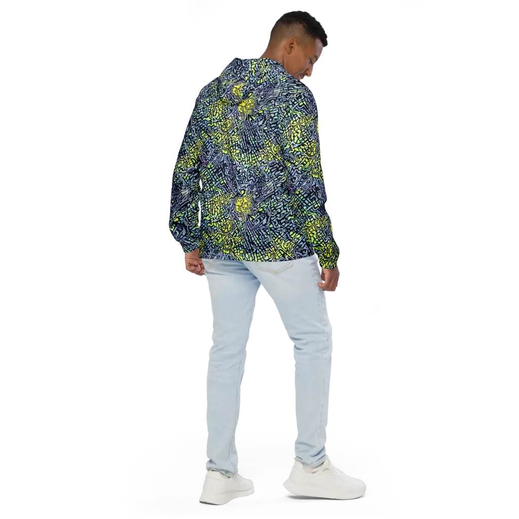 Ultraviolet Grid on Men's Windbreaker — Back