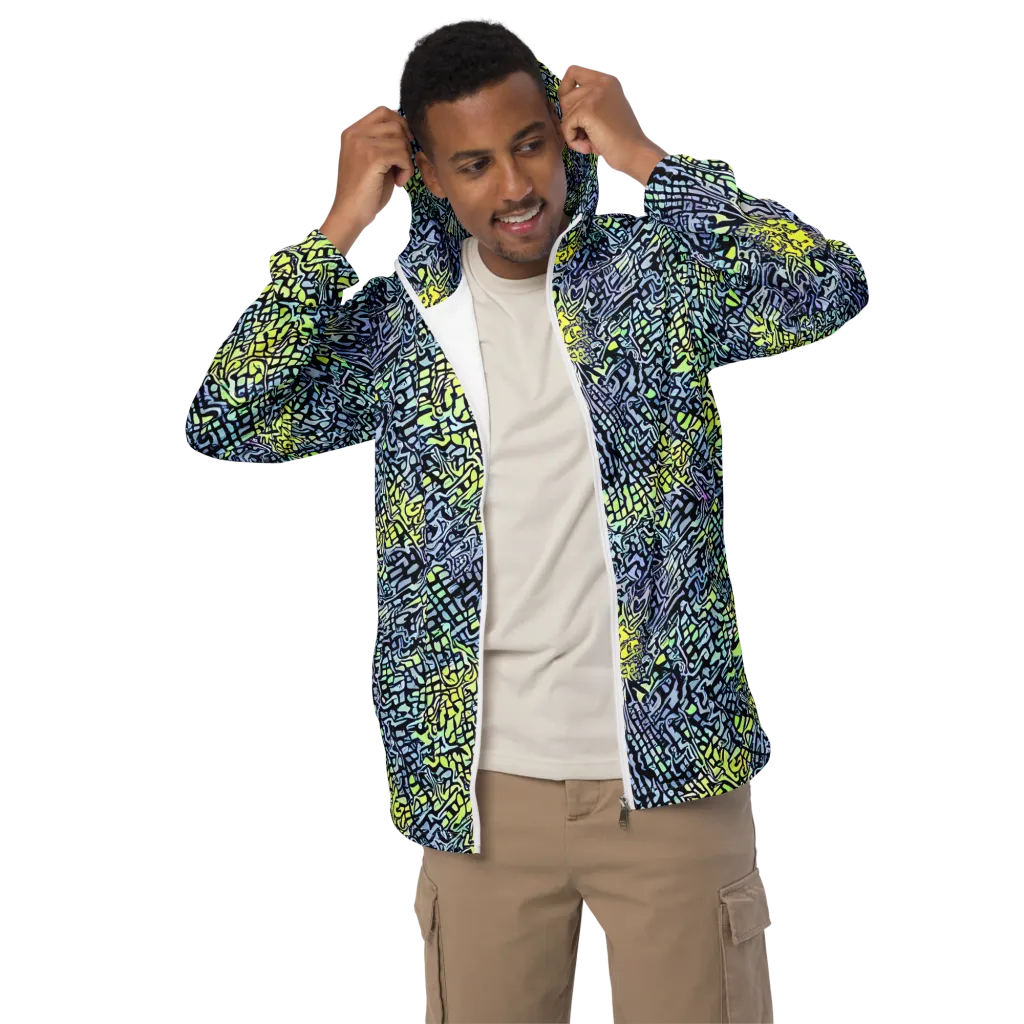 Ultraviolet Grid on Men's Windbreaker — Front