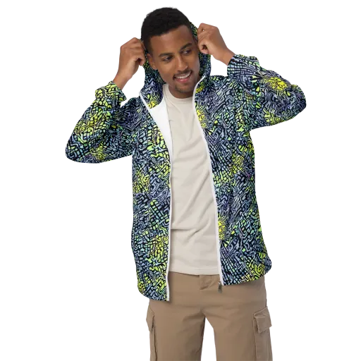 Ultraviolet Grid on a Men's Windbreaker