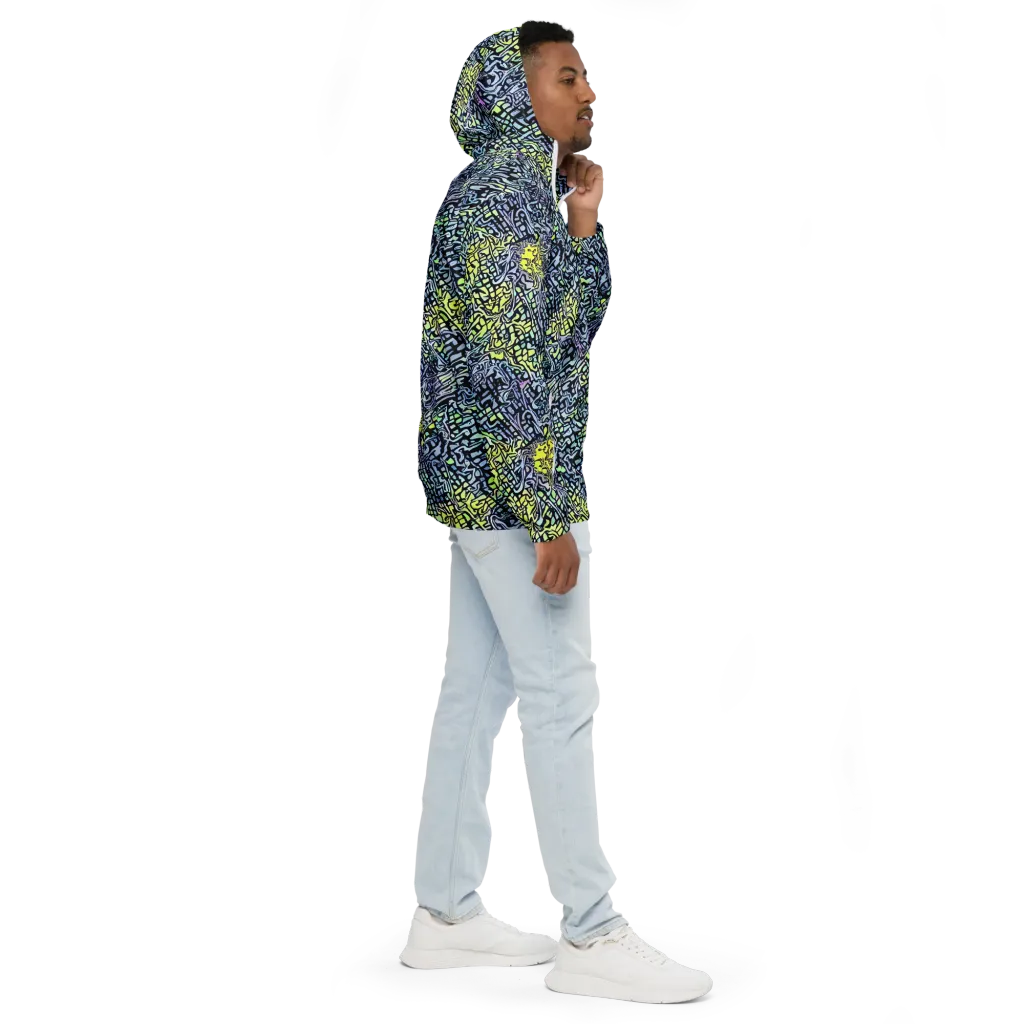 Ultraviolet Grid on Men's Windbreaker — Right