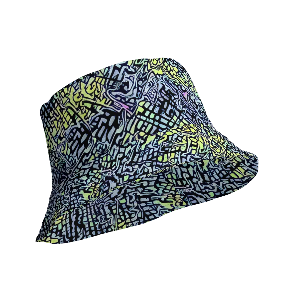 Ultraviolet Grid on Reversible Bucket Hat — Product details Outside