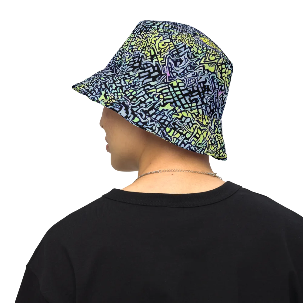 Ultraviolet Grid on Reversible Bucket Hat — Back Inside