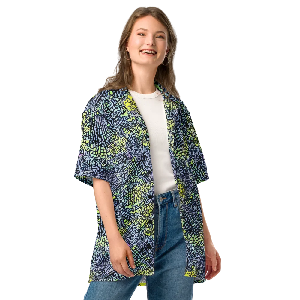Ultraviolet Grid on Button Shirt — Front