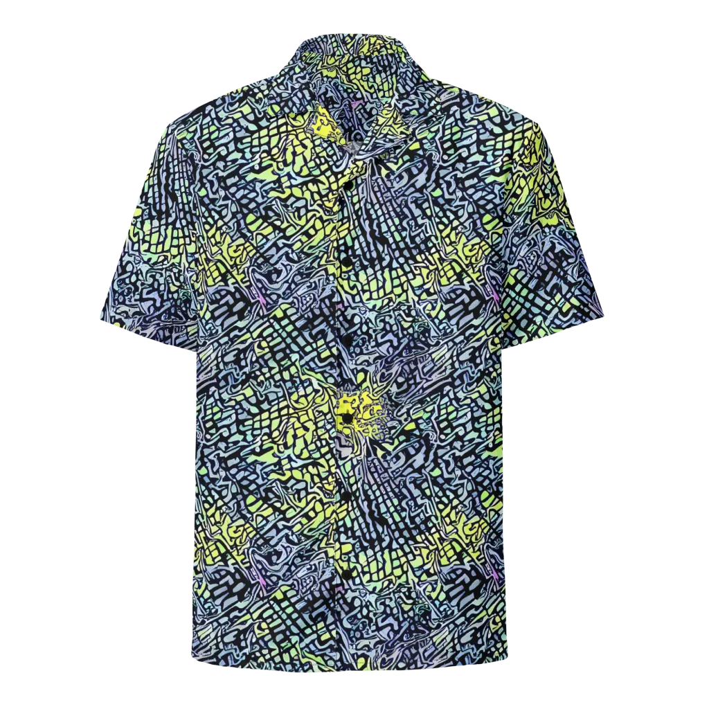 Ultraviolet Grid on Button Shirt — Front