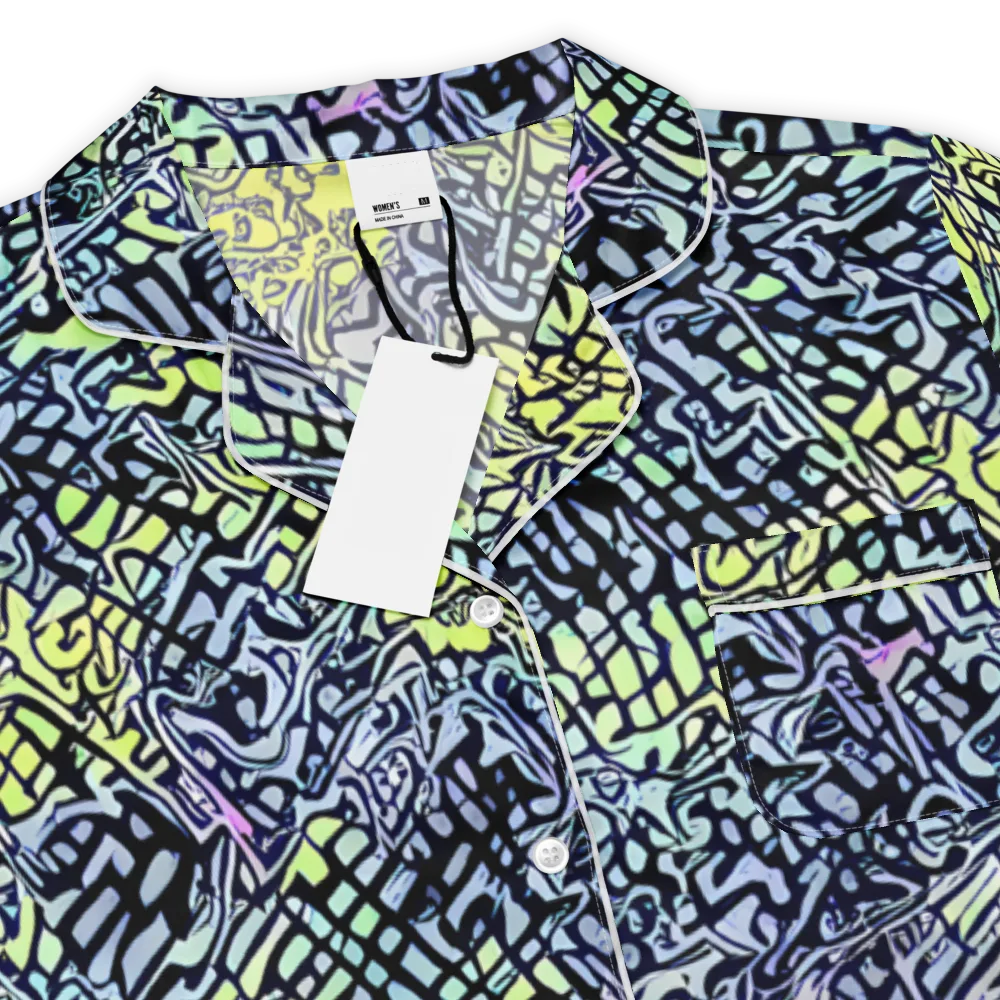 Ultraviolet Grid on Women's Short Sleeve Pajama Top — Product details