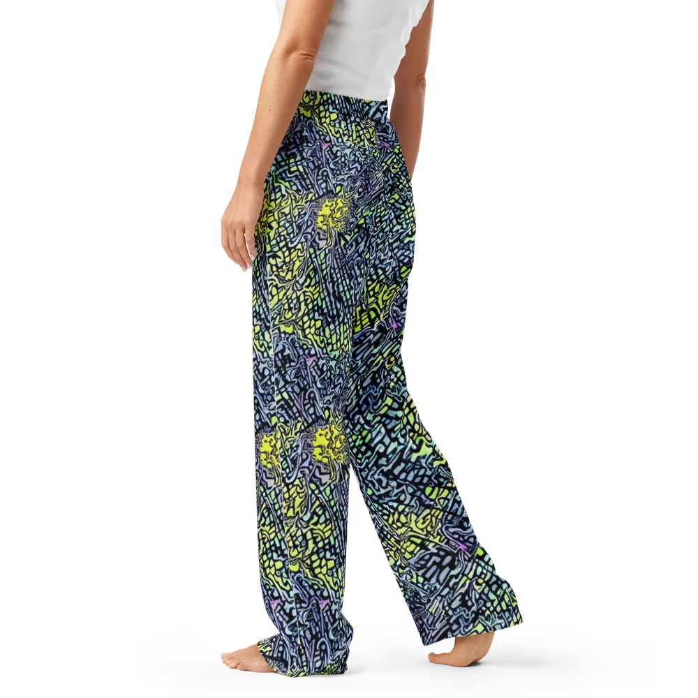 Ultraviolet Grid on Women's Pajama Pants — Left