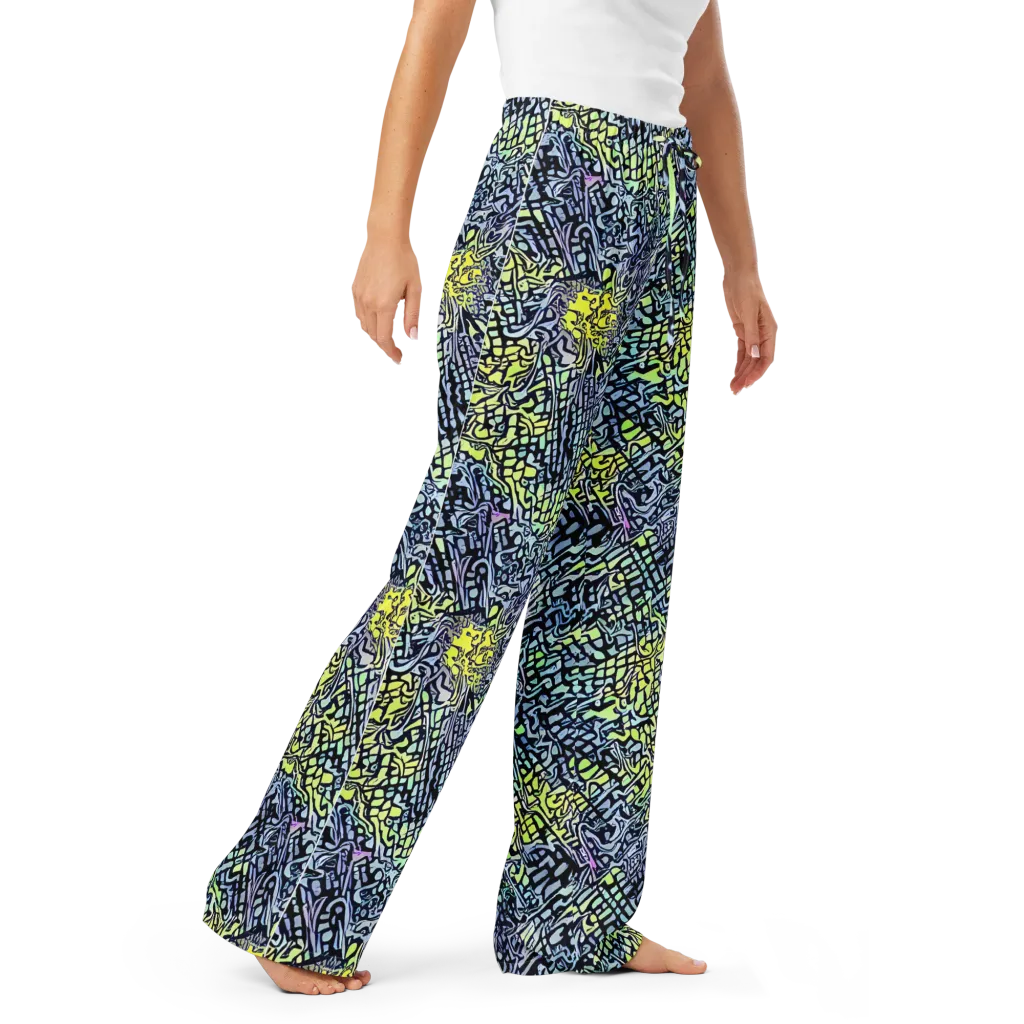 Ultraviolet Grid on Women's Pajama Pants — Right Front