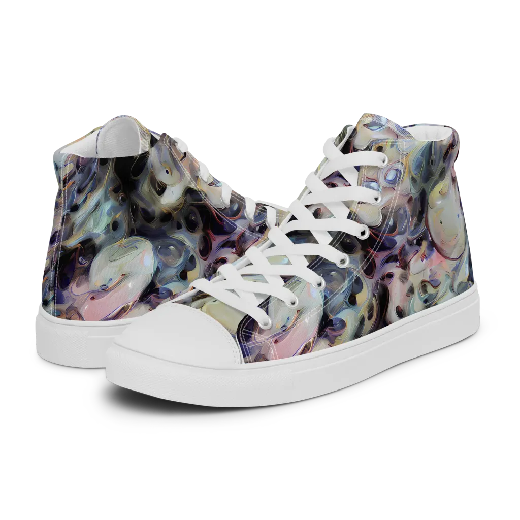 Opaline Drift on Men's High Top Canvas Shoes — Left