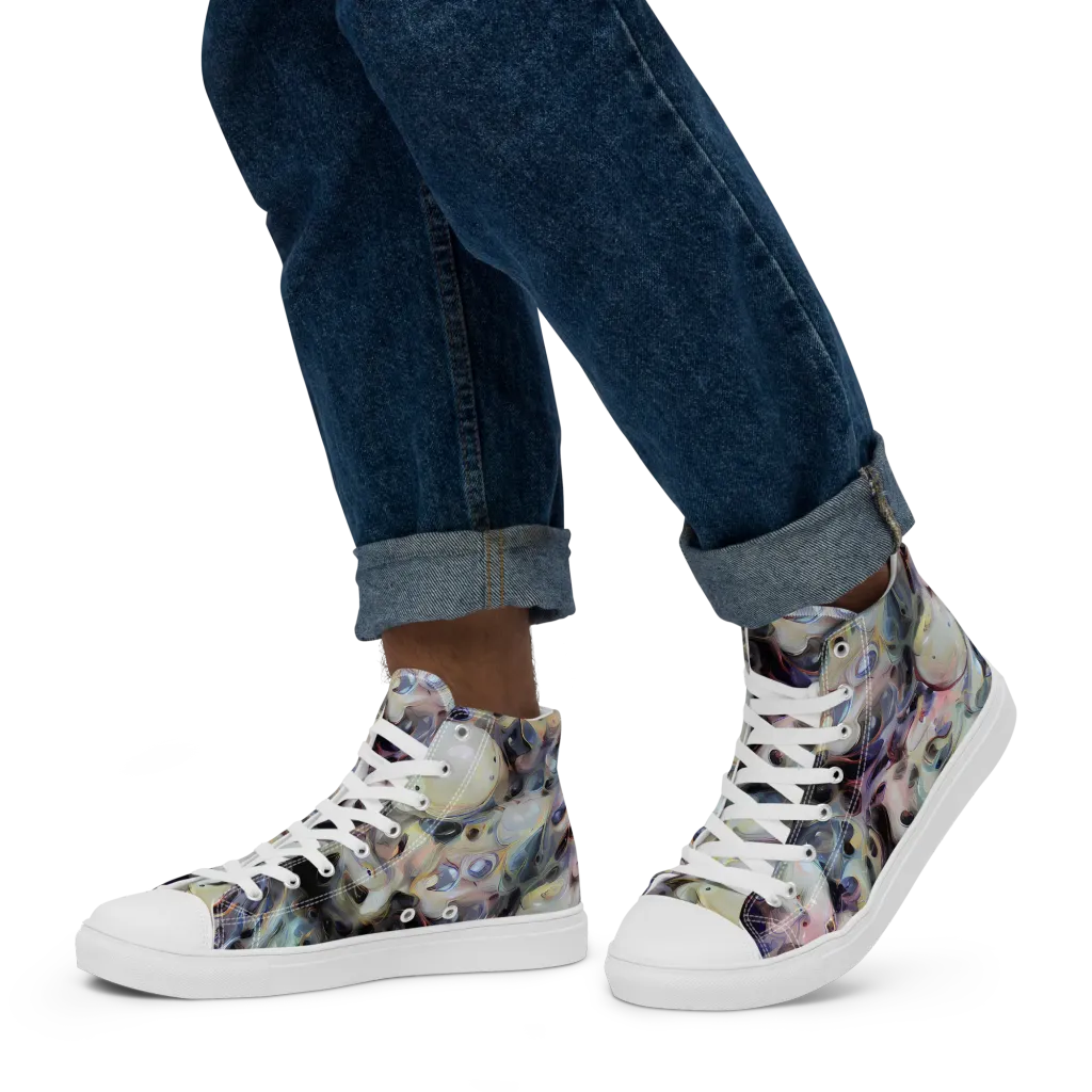 Opaline Drift on Men's High Top Canvas Shoes — Left
