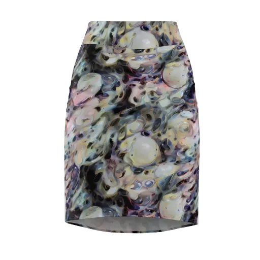 Opaline Drift on a Pencil Skirt