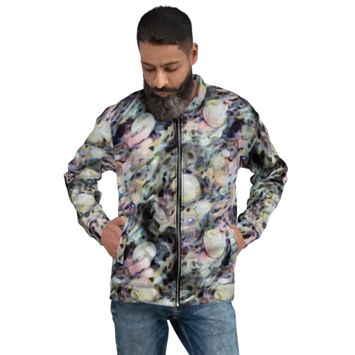 Opaline Drift on a Bomber Jacket