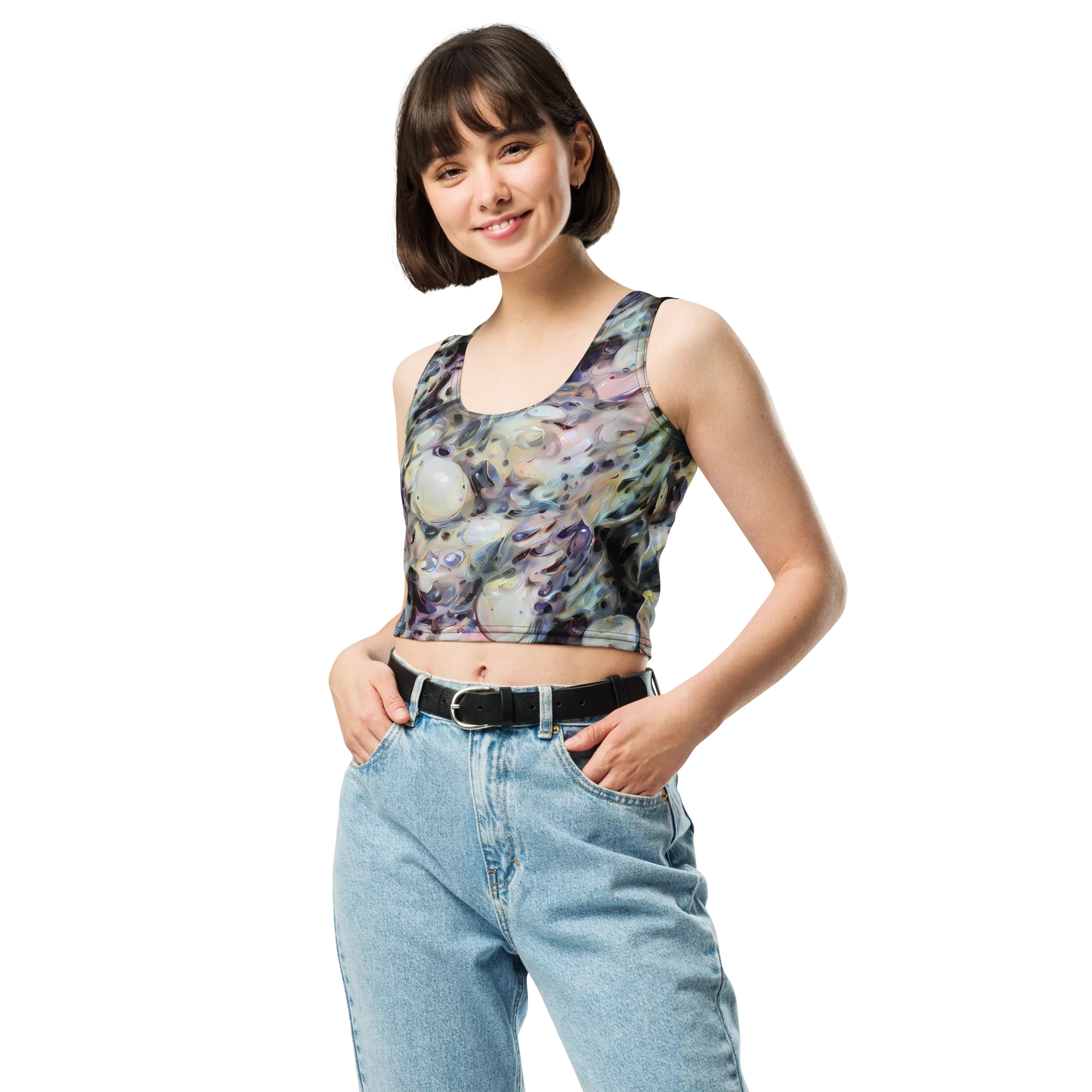 Opaline Drift on Crop Top — Front