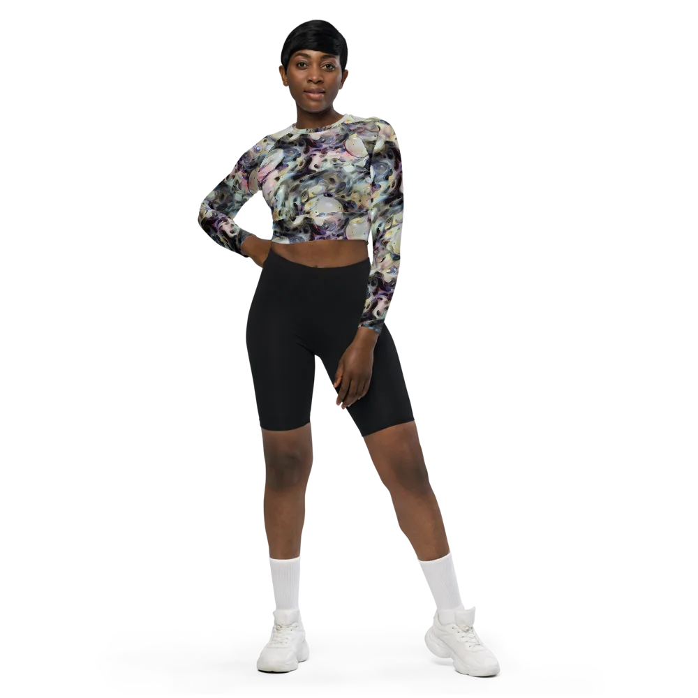Opaline Drift on Long Sleeve Crop Top — Front