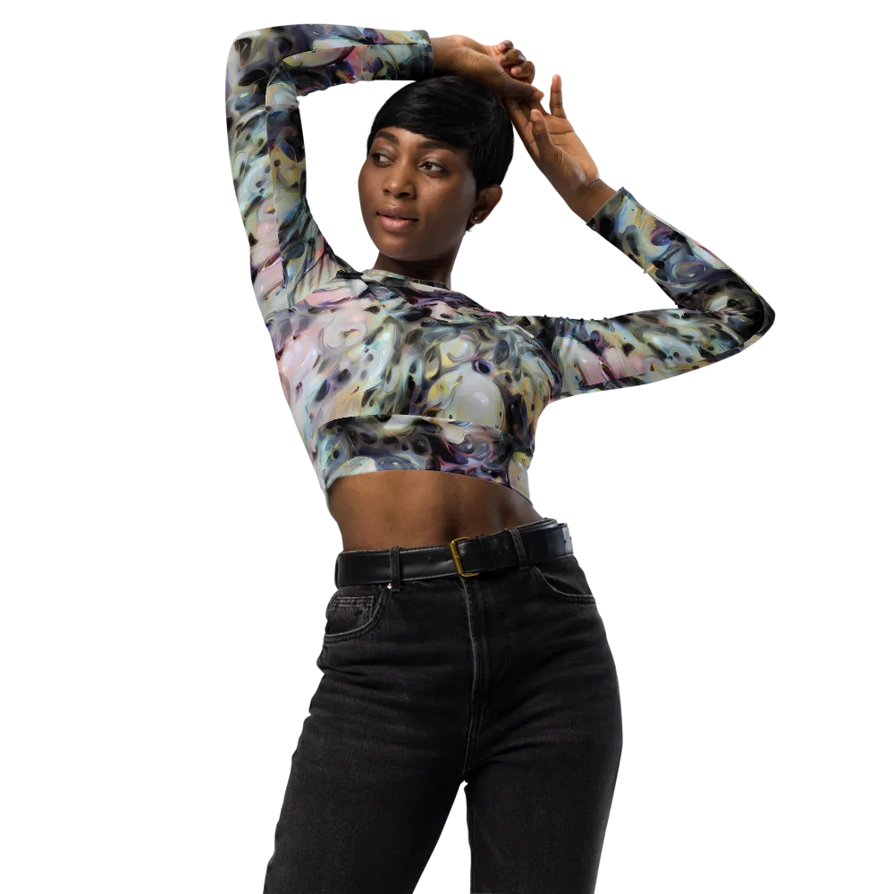 Opaline Drift on Long Sleeve Crop Top — Front