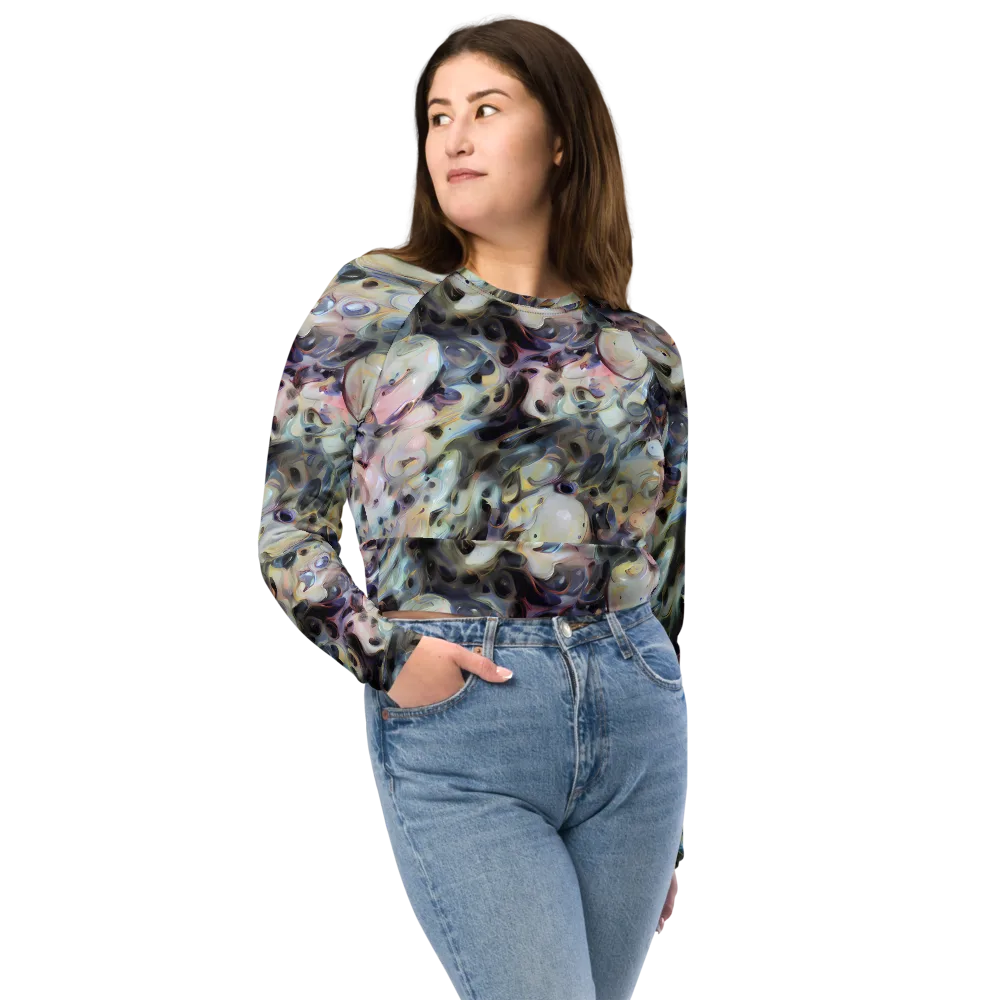 Opaline Drift on Long Sleeve Crop Top — Front