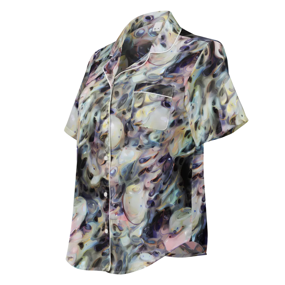 Opaline Drift on Women's Short Sleeve Pajama Top — Left Front