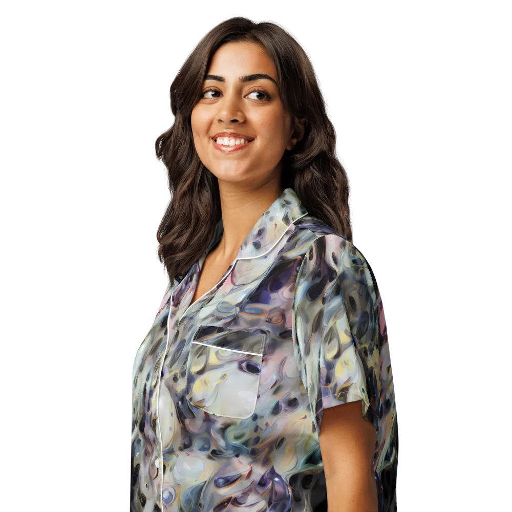 Opaline Drift on Women's Short Sleeve Pajama Top — Left Front