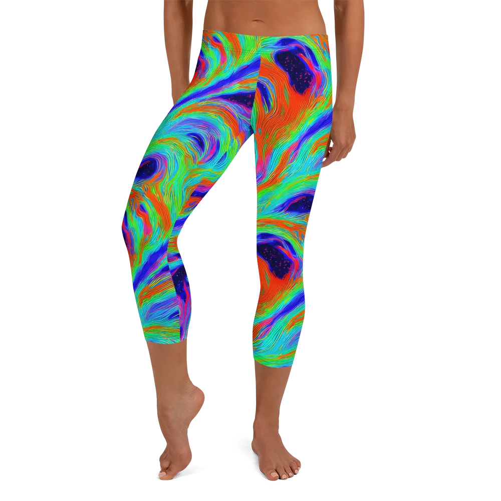 Rainbow Maelstrom on Capri Leggings — Front