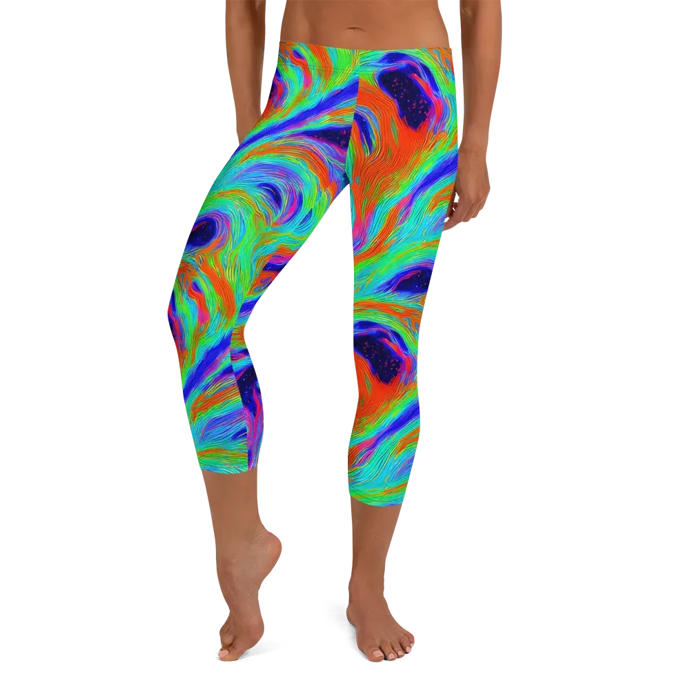 Rainbow Maelstrom on Capri Leggings — Front