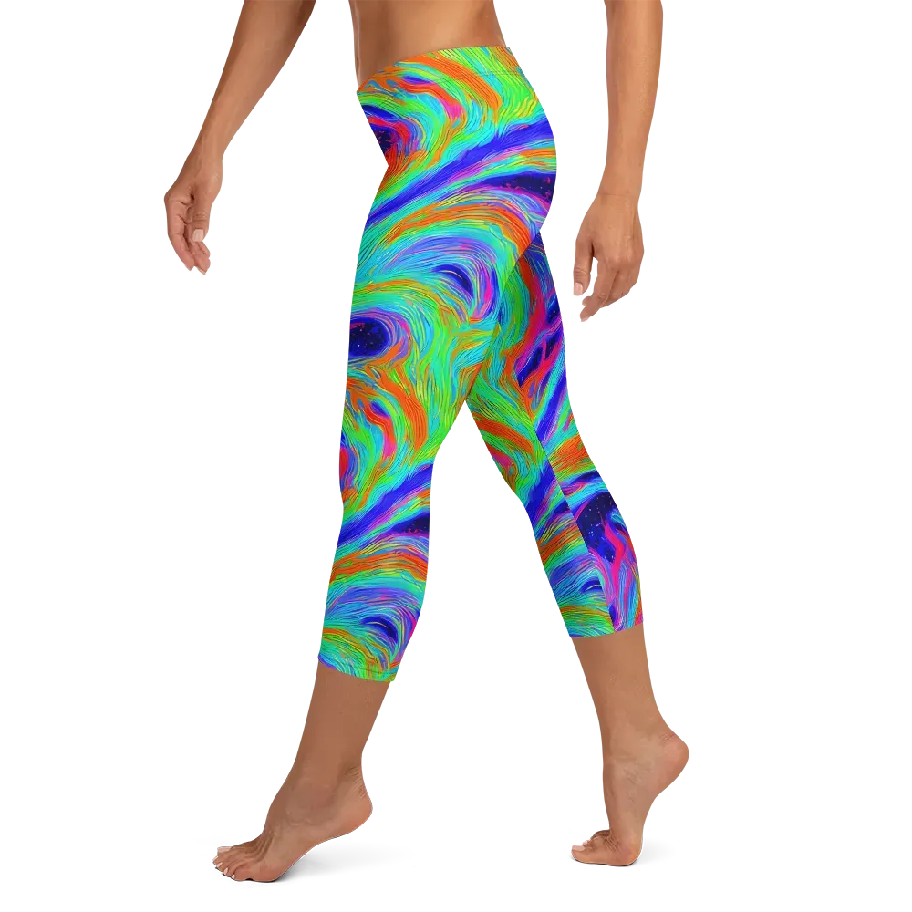 Rainbow Maelstrom on Capri Leggings — Left