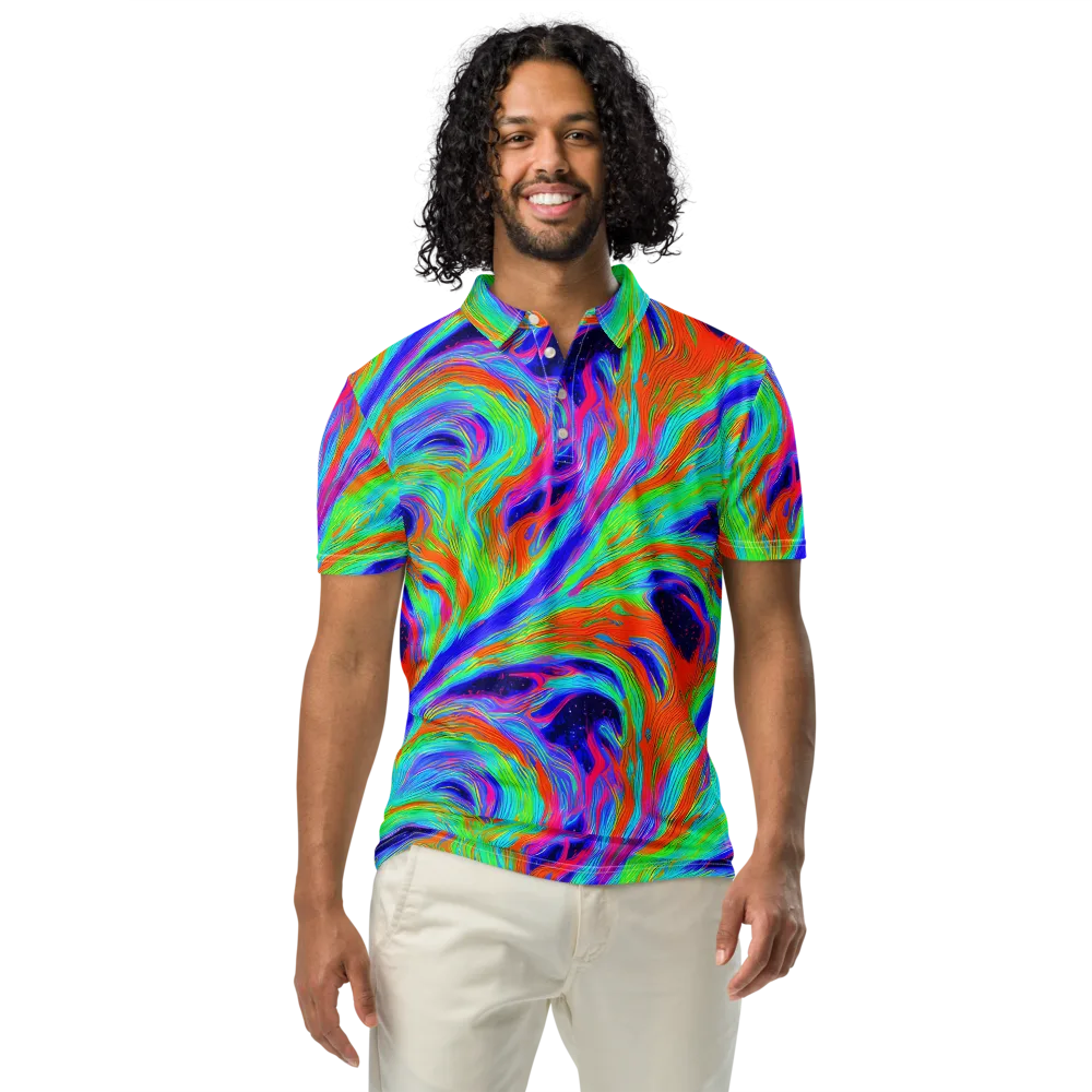 Rainbow Maelstrom on Men's Slim Fit Polo Shirt — Front