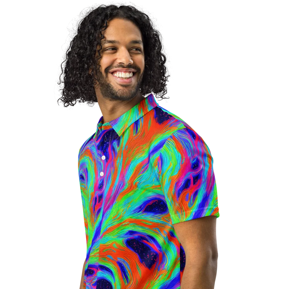 Rainbow Maelstrom on Men's Slim Fit Polo Shirt — Left Front