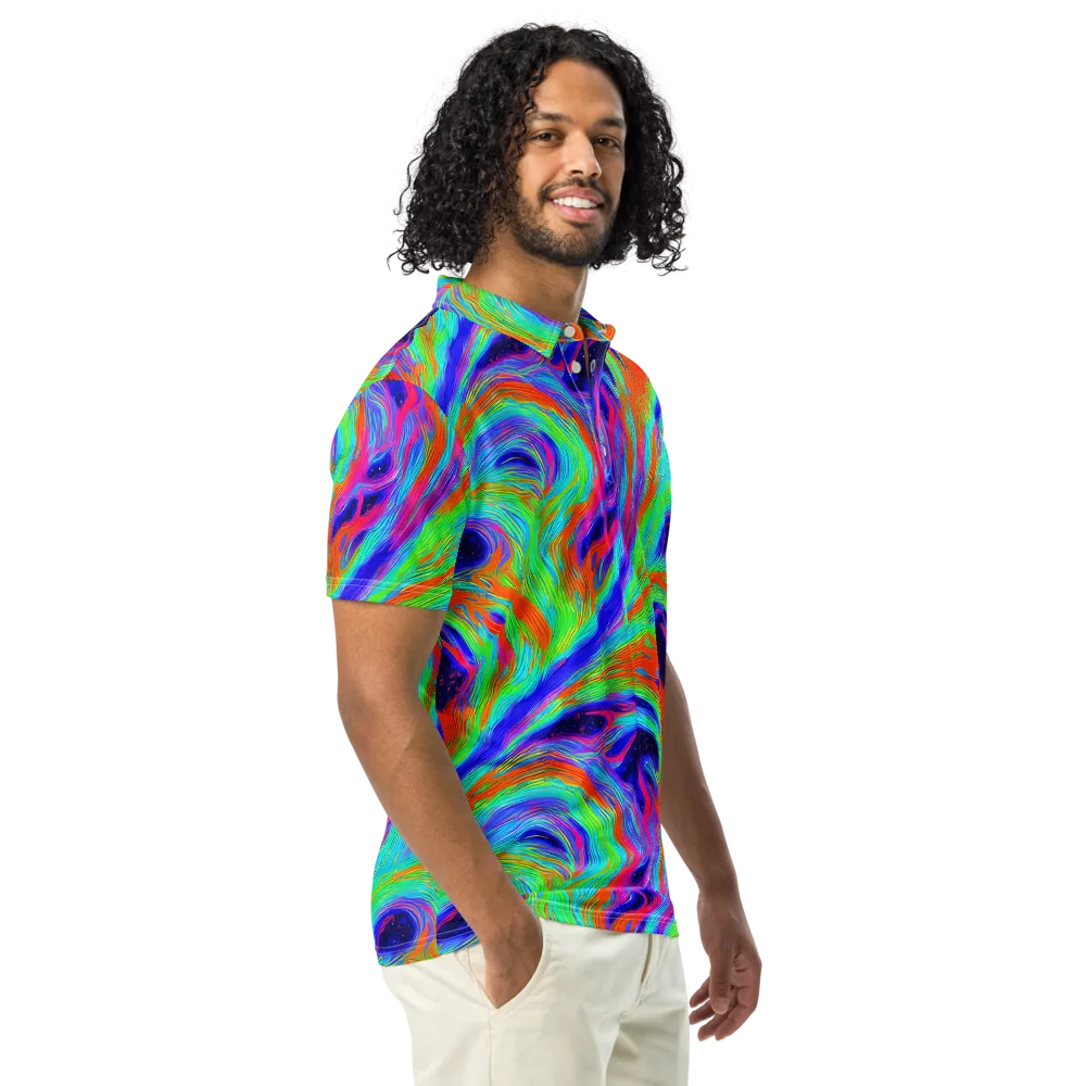 Rainbow Maelstrom on Men's Slim Fit Polo Shirt — Right Front