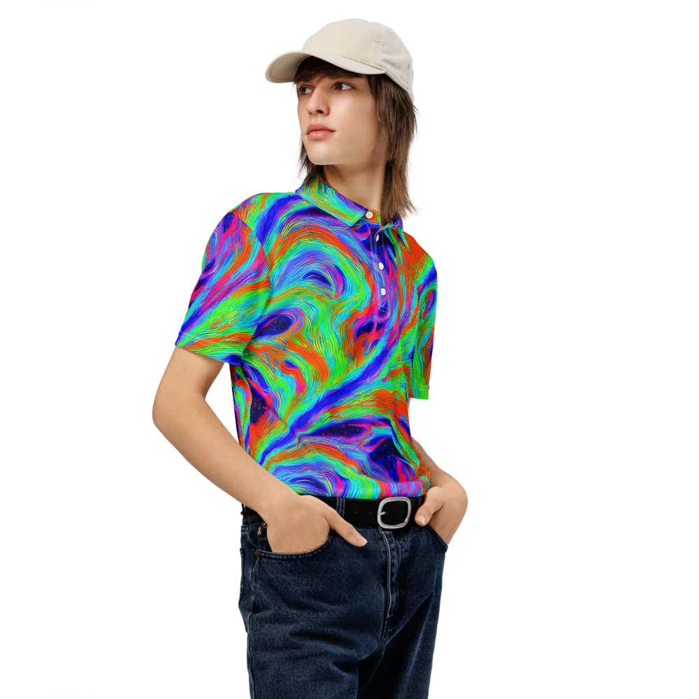 Rainbow Maelstrom on Men's Slim Fit Polo Shirt — Right Front