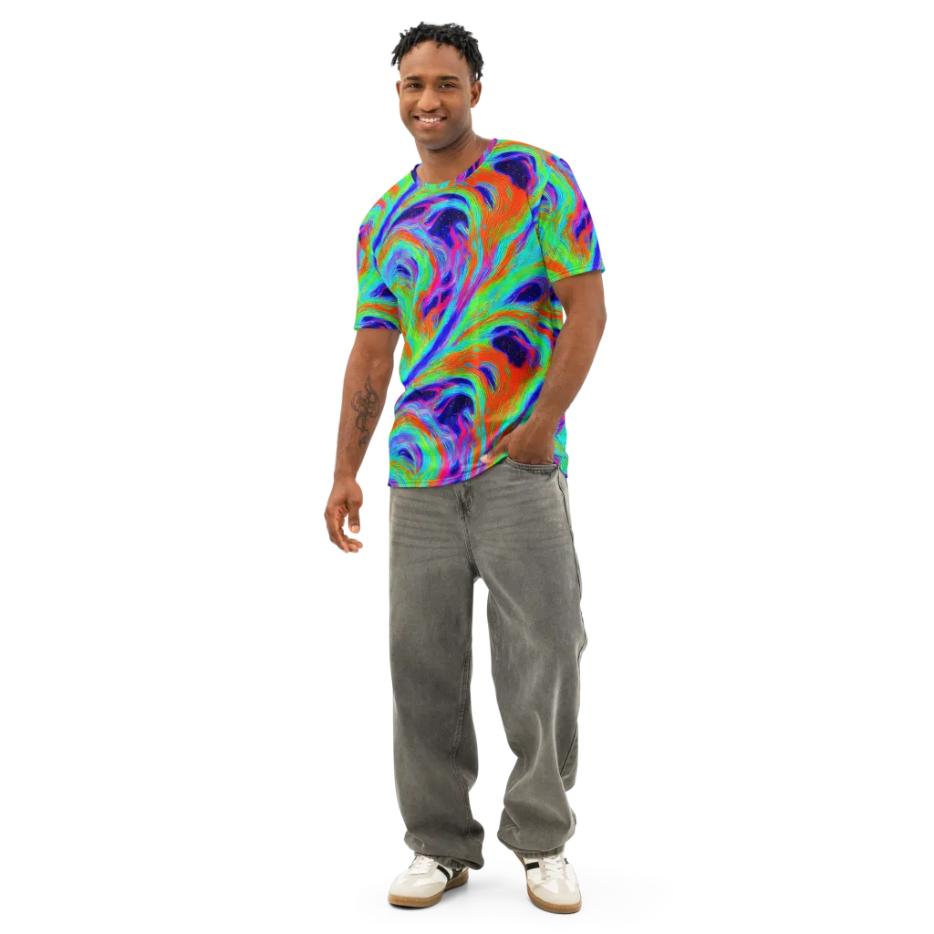 Rainbow Maelstrom on Men's Cotton Crew Neck T-Shirt — Front