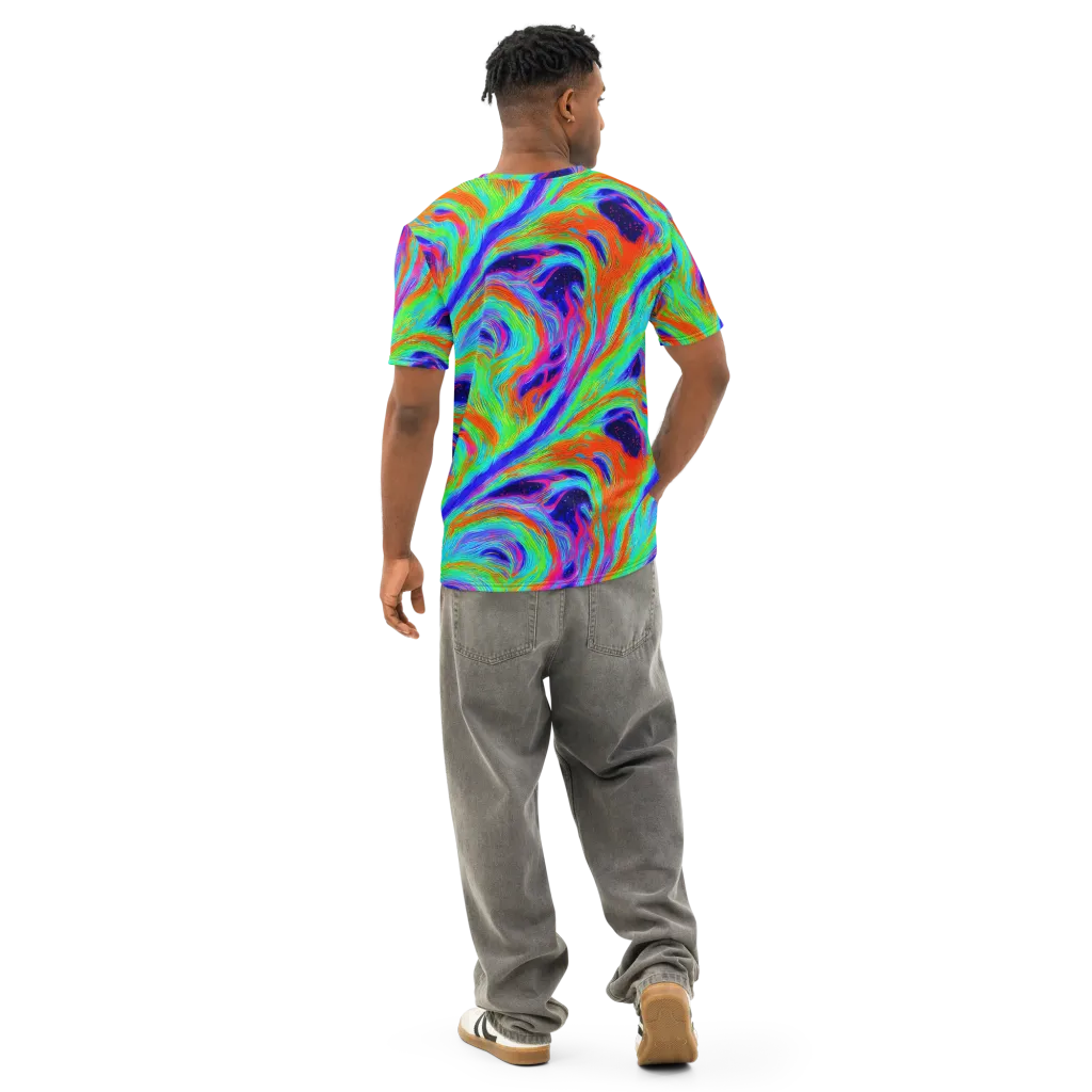 Rainbow Maelstrom on Men's Cotton Crew Neck T-Shirt — Back