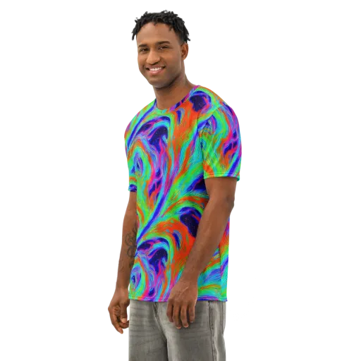 Rainbow Maelstrom on a Men's Cotton Crew Neck T-Shirt
