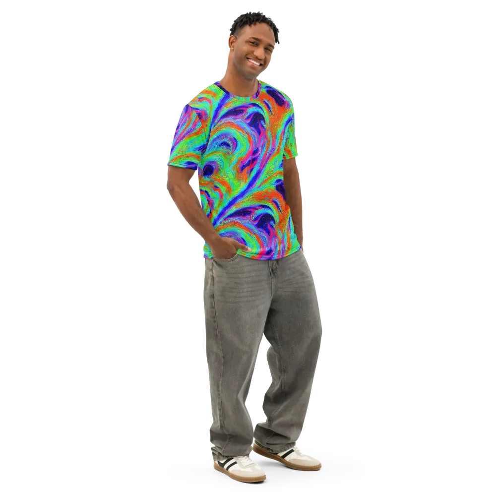 Rainbow Maelstrom on Men's Cotton Crew Neck T-Shirt — Right Front